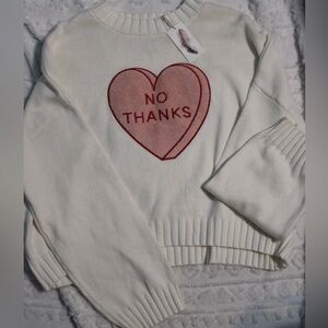 Jessica Simpson Cream Sweater with Pink Heart